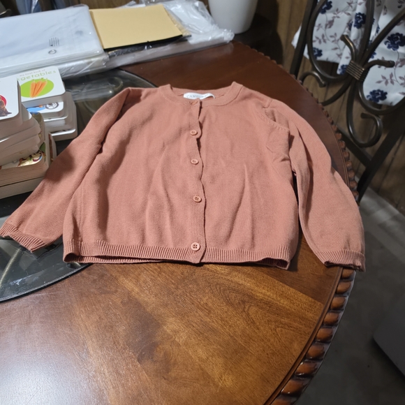 Kids Button-Front Cardigan Sweater - Rust - Picture 1 of 5
